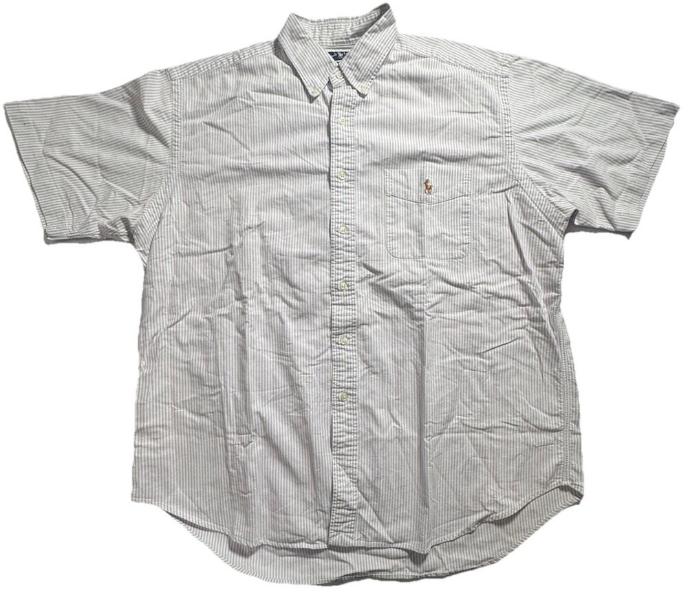 Ralph Lauren Blake Big & Tall XL Button Down Shirt Purple White Stripe Cotton
